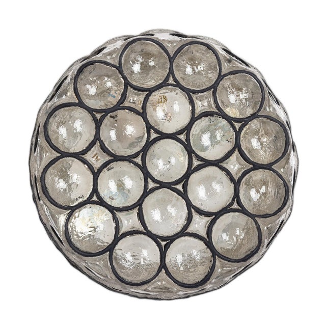 Iron and Glass Wall or Ceiling Light attributed to Limburg, Germany, 1960s For Sale