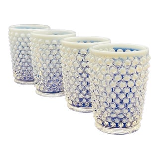 1950s Moonstone Hobnail Low Tumblers- Set of 4 For Sale
