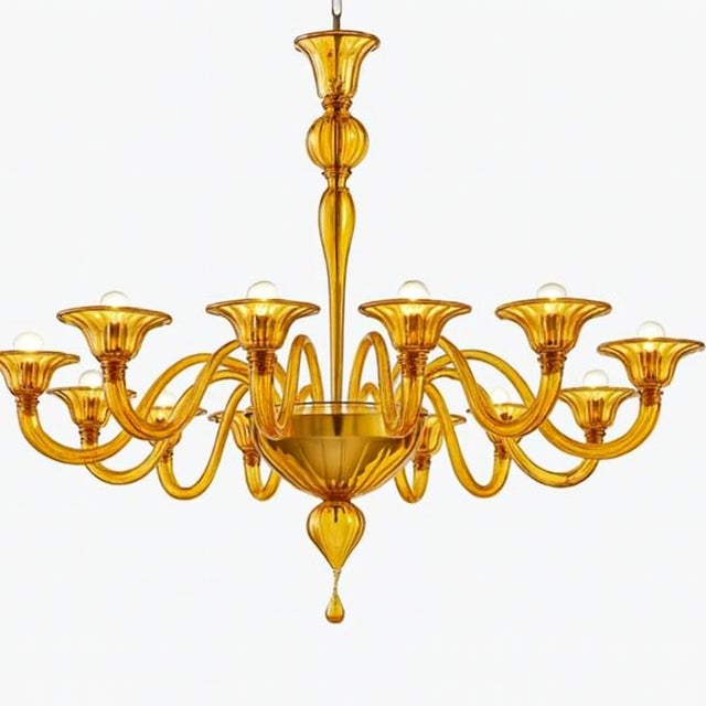 Mid-Century Modern Italian Contemporary Modern Elegant "Rigadin" Murano Glass Chandelier For Sale - Image 3 of 5