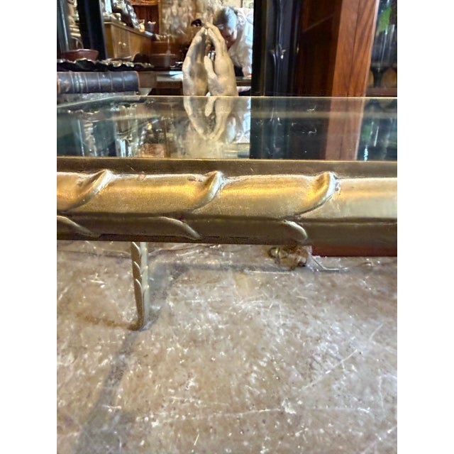 Maison Jansen Vintage Brass Coffee Table With Leaf Motif in the Style of Maison Jansen For Sale - Image 4 of 11