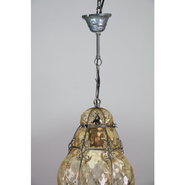1970s Orange Colour Venetian Lantern Attributed to Seguso Murano Glass For Sale - Image 10 of 15