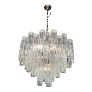 Contemporary Trasparent “Tronchi” Murano Glass Brunish Chandelier in Venini Style For Sale