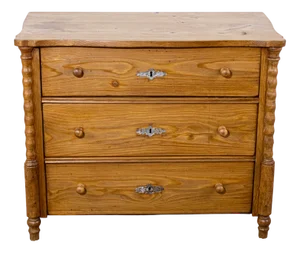 Antique Waxed Stripped Pine Chest of 3 Drawers, Late 19th Century