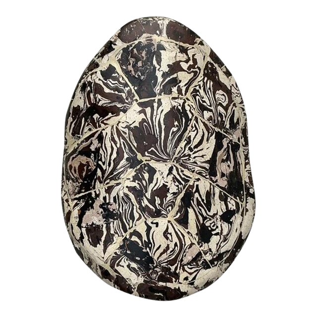 Vintage Boho Artisanal Pigmented Plaster Scagliola Turtle Shell For Sale