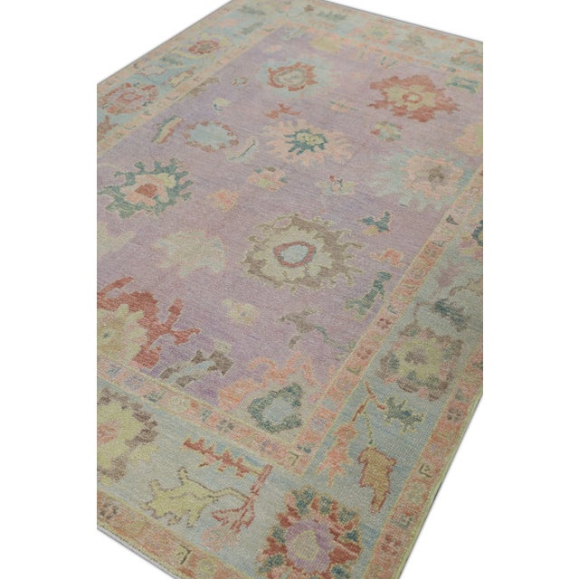 Textile Early 21st Century Multicolor Handwoven Turkish Oushak Rug 5'11" X 8'4" For Sale - Image 7 of 9