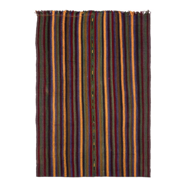 Vintage Striped Decorative Kilim Rug - 7`3 X 10'2 For Sale