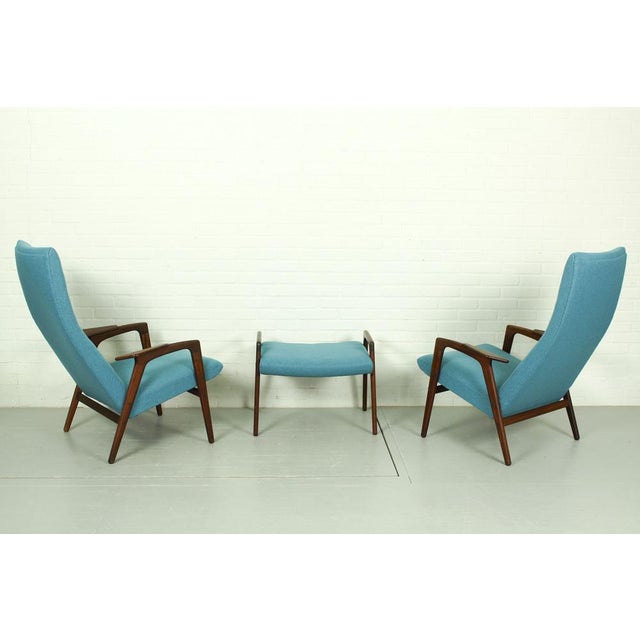 Wood Danish Lounge Chairs with Ottoman by Yngve Ekström for Pastoe, 1960s, Set of 3 For Sale - Image 7 of 18