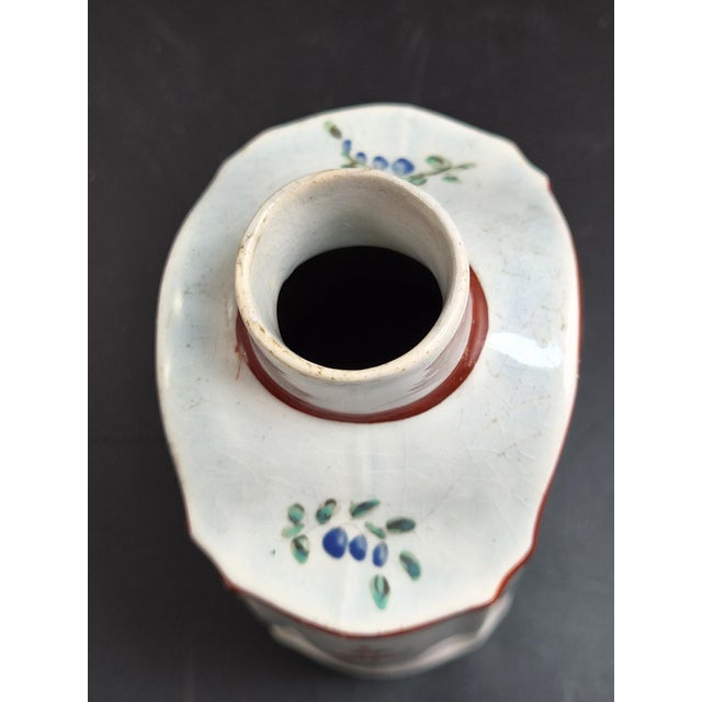 18th Century Tea Canister with Floral Enamels Double Mark from Leeds Pottery, 1780 For Sale - Image 5 of 9