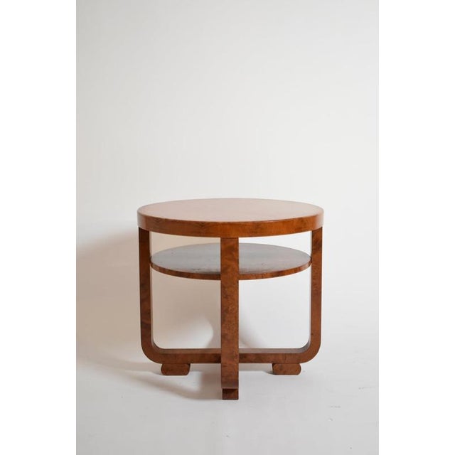 Art Deco Jacques Adnet style pedestal table, 1920s. Art Deco side table in veneered wood in the style of Jacques Adnet....