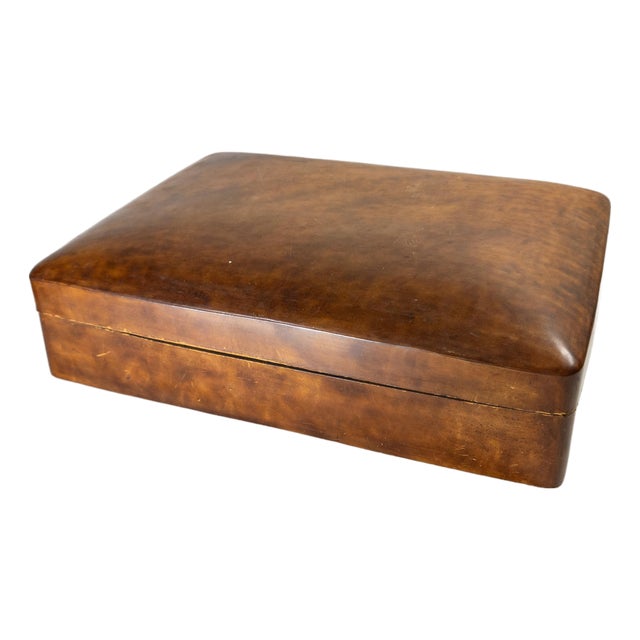 Mid-Century Rustic Pressed Leather Document or Dresser Box For Sale