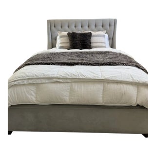 Arhaus Tufted Back Queen Bed For Sale