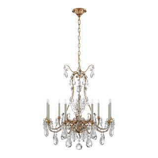 Thomas O'Brien for Visual Comfort Signature Yves Chandelier in Gilded Iron with Crystal For Sale