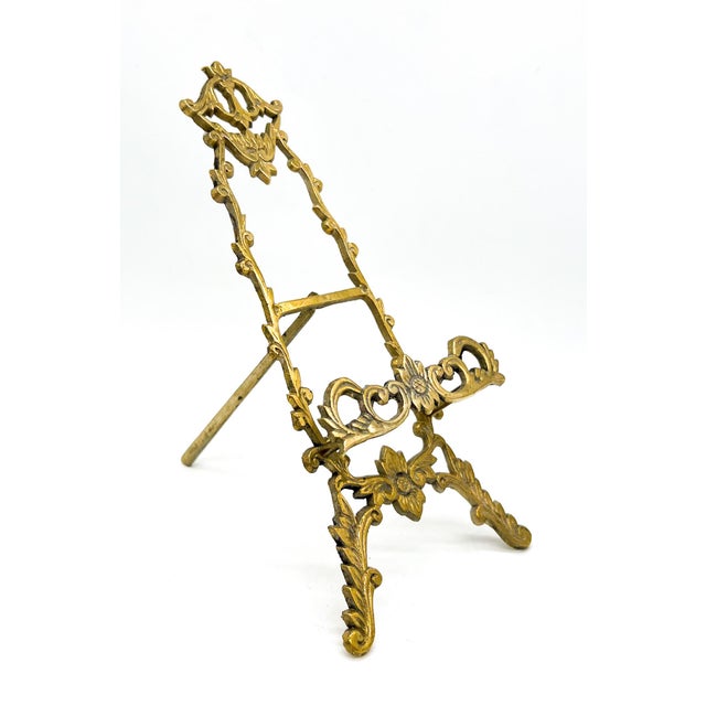 Rococo Vintage Ornate Floral Brass Display Easel — Rococo Revival / Hollywood Regency / French Traditional For Sale - Image 3 of 9