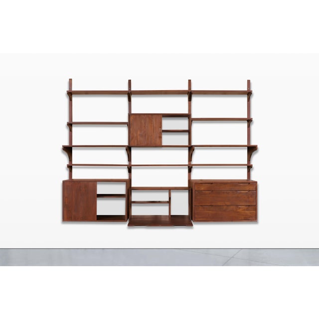 Mid-Century Modern Modular Walnut Wall Unit by Noral Olson for Kopenhavn For Sale In Los Angeles - Image 6 of 14