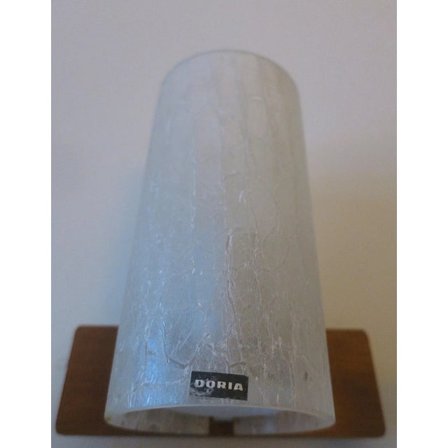 Wood Frosted Crackled Glass and Teak Wall Lights from Doria, 1960s, Set of 2 For Sale - Image 7 of 8