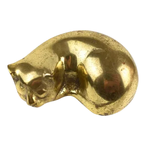 Mid Century Brass Sleeping Cat Figurine