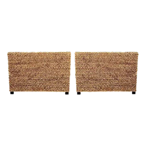 Pair of Vintage Coastal Headboards in Natural Woven Fibers, Full Size