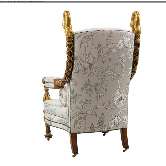 Huge Palace Throne Arm Chair W Carved Swan Head Finials on Block & Ball Arm Rests & Leg For Sale - Image 4 of 6