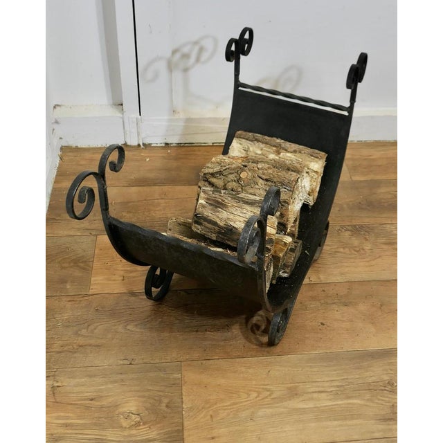 1960s Wrought Iron Log Carrier, 1960s For Sale - Image 5 of 7