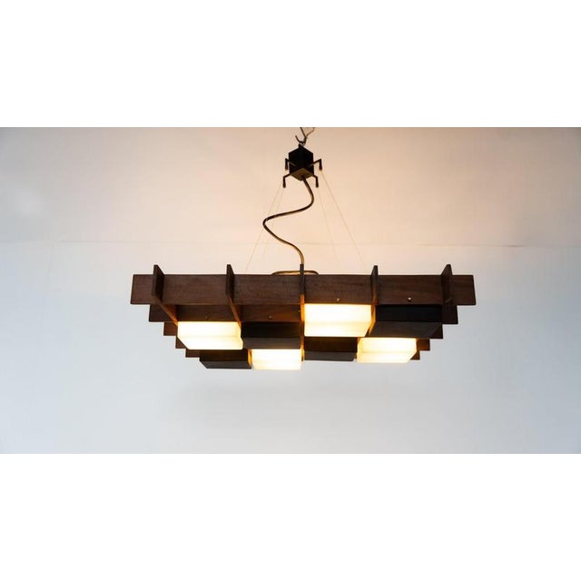 Hanging Light in Wood and Acrylic Glass by Angelo Brotto for Esperia, Italy, 1950s For Sale - Image 11 of 17
