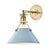 Transitional Hudson Valley Lighting Mark D. Sikes Painted No.2 1-Light Wall Sconce, Aged Brass/Blue Bird For Sale - Image 3 of 3