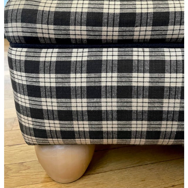 1990s Flexsteel Full Scroll Arm Gingham Sofa, American Made Chairish