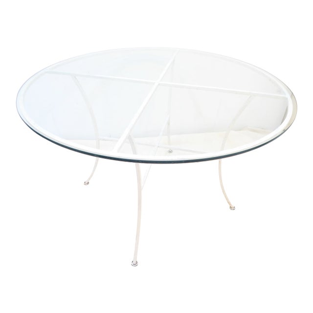 Vintage Iron & Glass Table For Sale