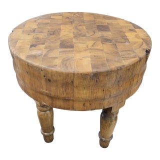 Antique Solid Wood Chopping/Butcher Block Table For Sale