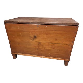Dovetail Antique Wood Trunk Primitive Wood Box With Candle Box Hope Chest Coffee Table For Sale