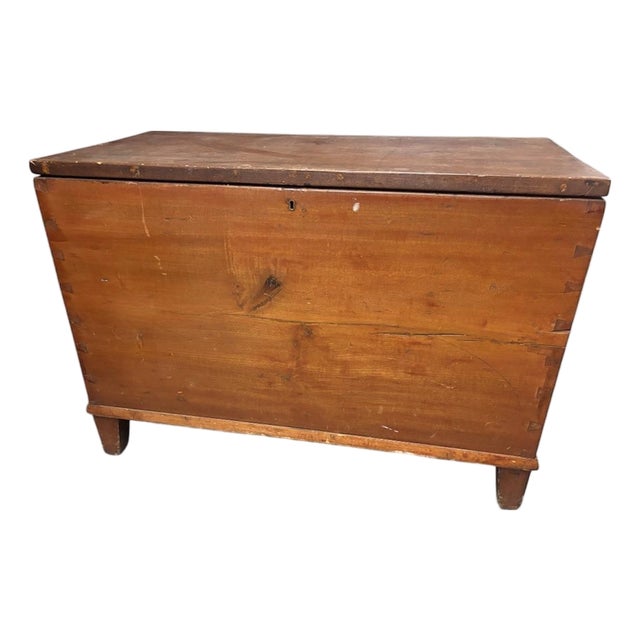 Dovetail Antique Wood Trunk Primitive Wood Box With Candle Box Hope Chest Coffee Table For Sale