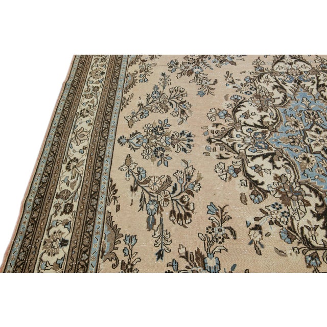 Vintage Malayer Handmade Medallion Floral Peach Wool Oversize Rug For Sale - Image 9 of 10
