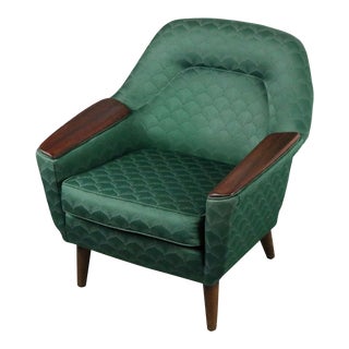 Danish Modern Lounge Chair with Walnut Arm Detail For Sale