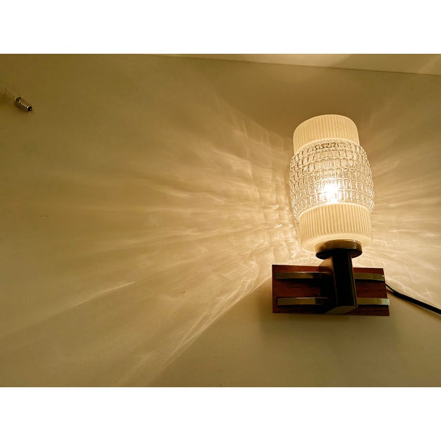 Brown Vintage Scandinavian Teak Glass Sconces, 1960s, Set of 2 For Sale - Image 8 of 18