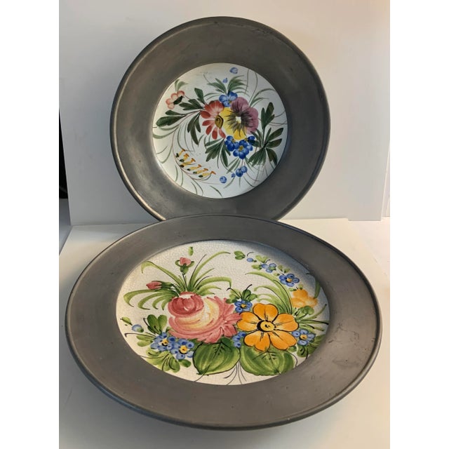 Antique White Italian and German Hand-Painted Plates Set/2 For Sale - Image 8 of 8