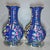 Chinoiserie Pair of Chinese Deep Blue Famille Rose Plum Blossom Floral Vases, Chinoiserie Decor Vessels For Sale - Image 3 of 9