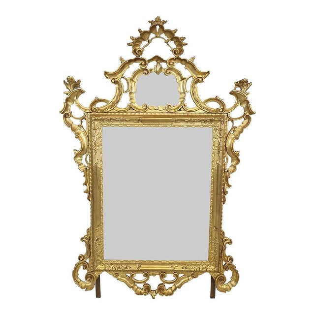 Large Louis XV Mirror in Carved and Gilded Wood, 1940s For Sale - Image 6 of 10