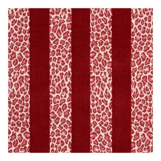 Sample - Schumacher X Timothy Corrigan Guepard Stripe Velvet Fabric in Red For Sale