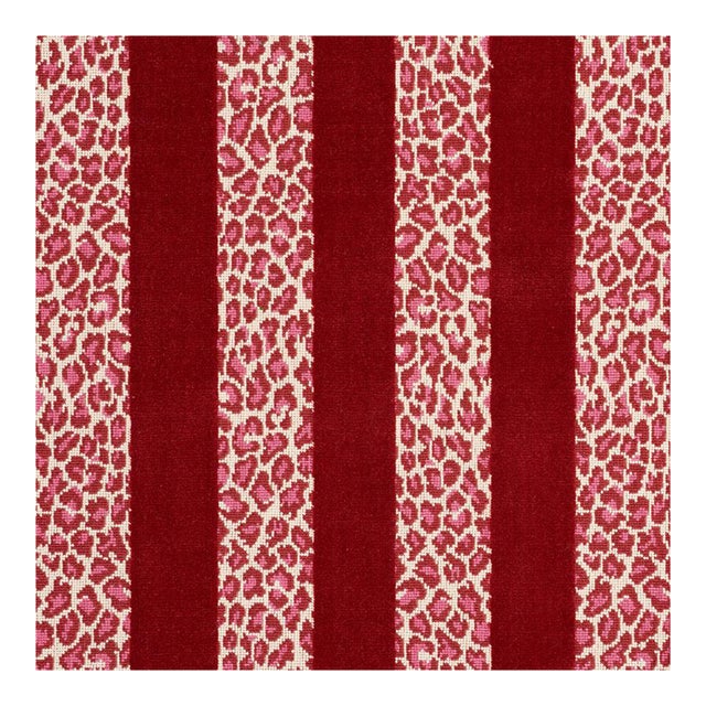 Sample - Schumacher X Timothy Corrigan Guepard Stripe Velvet Fabric in Red For Sale