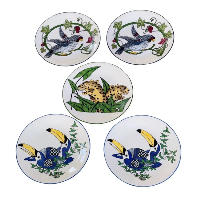 2000s Philippe Deshoulieres Limoges France Bread and Butter Plates - Set of 5 For Sale