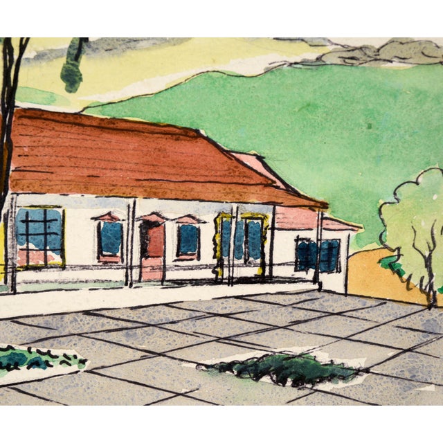1960s Trout Gulch Road Design Proposal, Aptos Ca - Watercolor on Heavy Cardstock by Jon Blanchette For Sale - Image 5 of 7