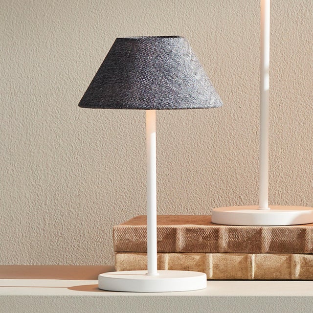 Contemporary Alluna Cordless Led Lamp 10" - Gray Linen Shade/White Base For Sale - Image 3 of 11