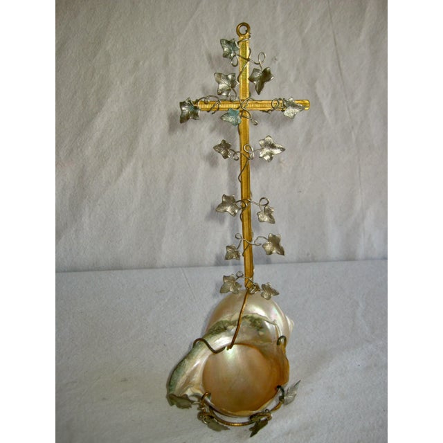 Late 19th Century French Mother of Pearl Large Holy Water For Sale - Image 4 of 10