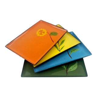 1960s Davar Lacquer Snack Trays - Set of 4 For Sale