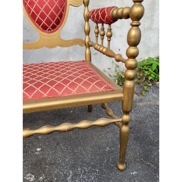 Mid 20th Century Antique Victorian Gilded Window Bench, Loveseat, New Upholstery For Sale - Image 12 of 12