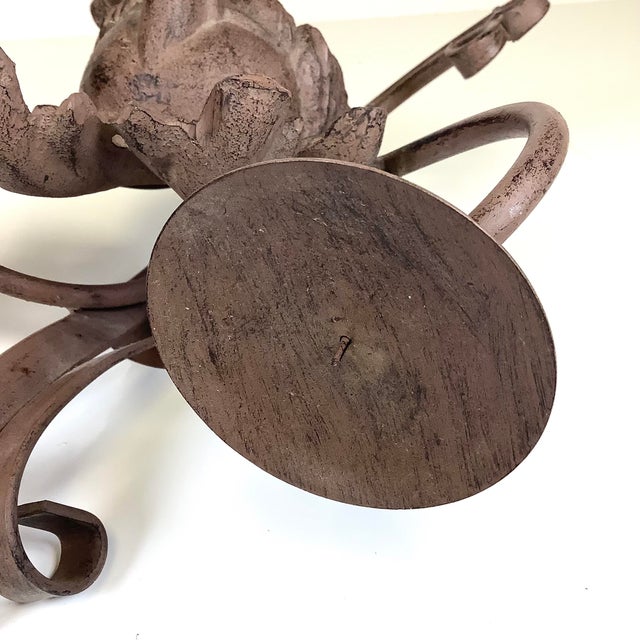 Large Vintage Wrought Iron Wall Sconce Double Candle Holder 12”w X 14”h Brutalist Style For Sale - Image 10 of 10