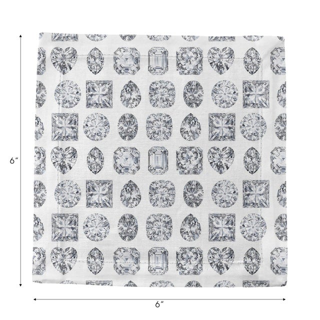 Bougie Diamonds Ice Cotton Sateen Cocktail Napkins, Set of 4 For Sale - Image 4 of 6