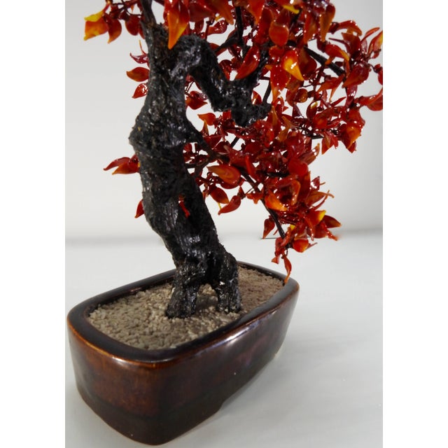 Vintage Chinese Polished Glass Leaves On Bonsai Tree Chairish