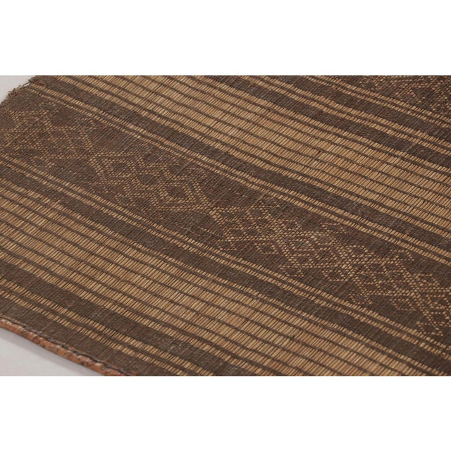 Rug & Kilim Title: Square Vintage Tuareg Mat, Brown With Tribal Geometric Patterns - Rug & Kilim For Sale - Image 4 of 10