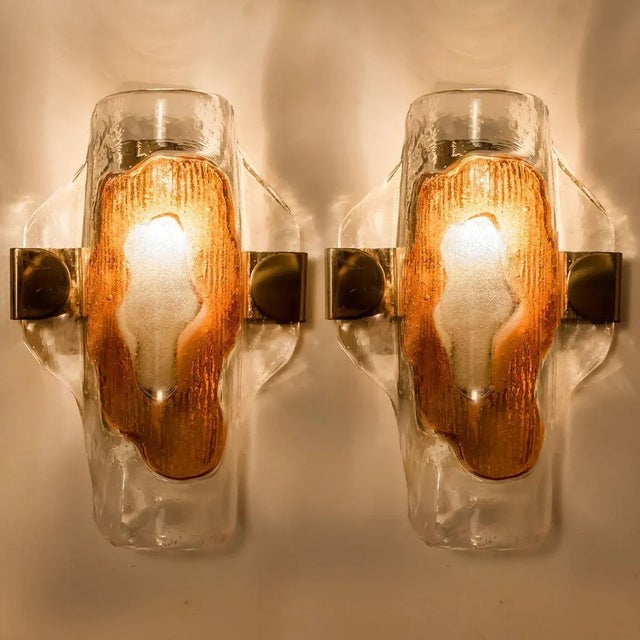 Crystal Glass Chandelier & Wall Lights by J.T. Kalmar, Set of 3 For Sale - Image 12 of 14