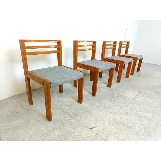 Pastoe Pine Sg 1200 Dining Chairs attributed to Cees Braakman for Pastoe, 1970s, Set of 4 For Sale - Image 4 of 11